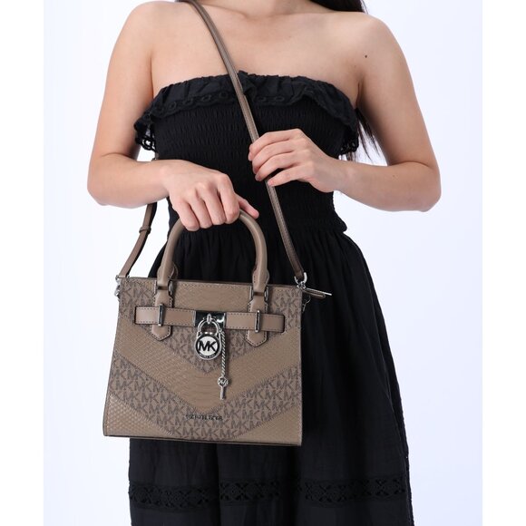Michael Kors Hamilton Small Satchel Crossbody Exotic MK Dust MK Multi - Picture 3 of 9